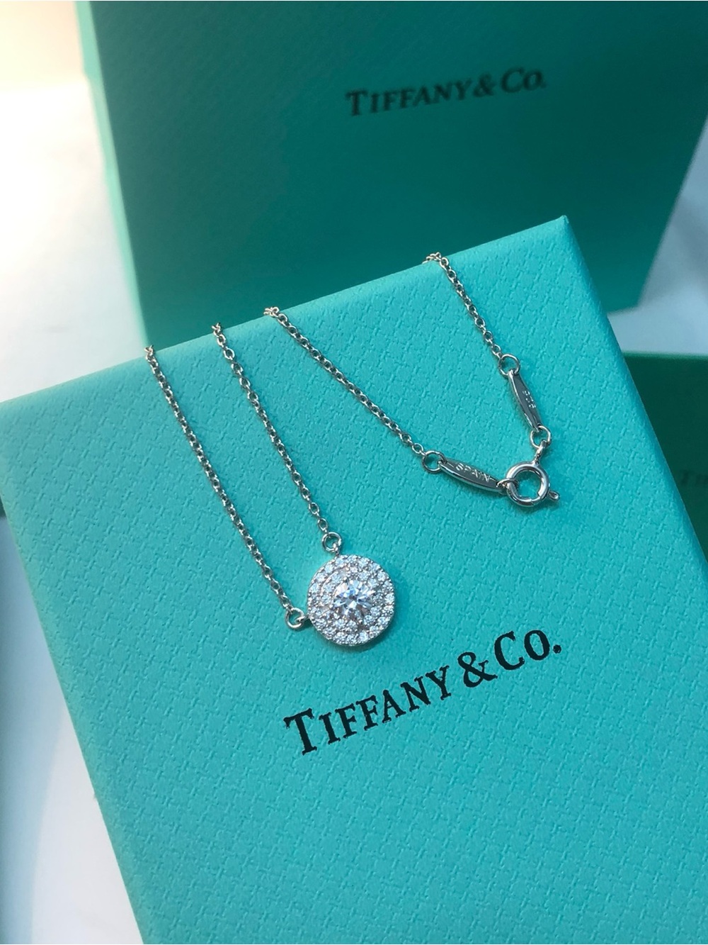 Tiffany & Co. Silver Pavé Disc Necklace with Sparkling Stones